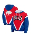 Wear By Erin Andrews Women's Red/royal Buffalo Bills Retro Crinkle Full-zip Hoodie Windbreaker Jacket In Blue