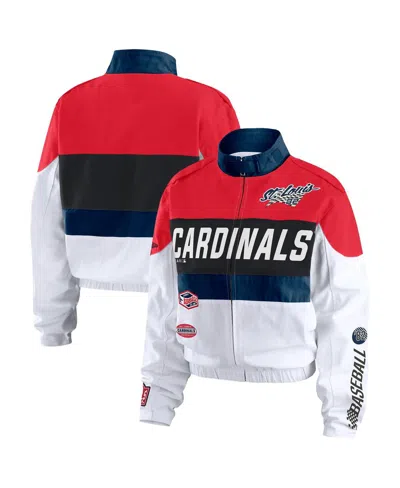 Wear By Erin Andrews Women's Red/white St. Louis Cardinals Racing Full-zip Jacket In Multi