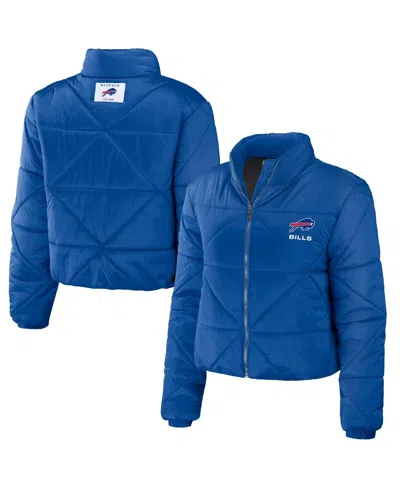 Wear By Erin Andrews Women's Royal Buffalo Bills Cropped Puffer Full-zip Jacket