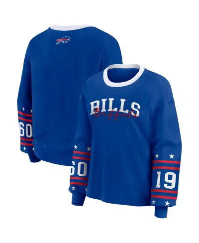 WEAR BY ERIN ANDREWS WOMEN'S ROYAL BUFFALO BILLS PLUS SIZE SPORT LONG-SLEEVE T-SHIRT