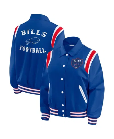 Wear By Erin Andrews Women's Royal Buffalo Bills Varsity Lightweight Full-snap Jacket In Blue