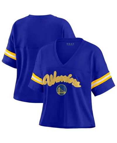 Wear By Erin Andrews Royal Golden State Warriors Plus Size Color Block Boxy V-neck T-shirt