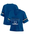Wear By Erin Andrews Royal Indianapolis Colts Color Block Boxy Modest Crop V-neck T-shirt In Blue