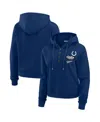 Wear By Erin Andrews Women's Royal Indianapolis Colts Waffle-knit Pullover Hoodie In Royal