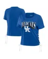 Wear By Erin Andrews Women's Royal Kentucky Wildcats Side Lace-up Modest Crop T-shirt In Royal