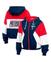 Wear By Erin Andrews Women's Royal New England Patriots Color Block Full-zip Windbreaker Jacket In Navy