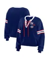 Wear By Erin Andrews Women's Royal New York Giants Lace-up Pullover Sweatshirt In Royal