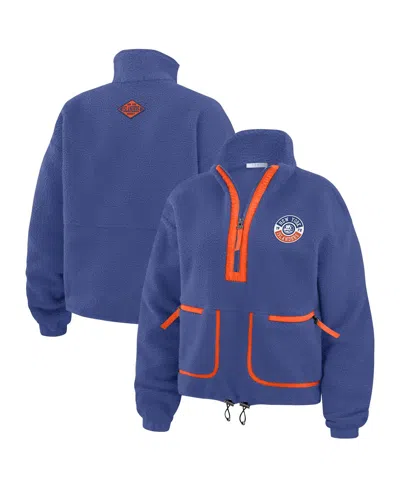 Wear By Erin Andrews Women's Royal New York Islanders Polar Fleece Half-zip Jacket In Blue