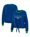 Wear By Erin Andrews Women's Royal Seattle Seahawks Tie-front Long Sleeve T-shirt In Royal