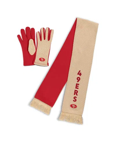 Wear By Erin Andrews Women's San Francisco 49ers Tonal Scarf Glove Set In Red