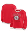 Wear By Erin Andrews Women's Scarlet Ohio State Buckeyes Seal Sweatshirt In Red