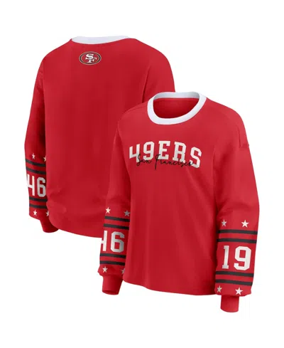 Wear By Erin Andrews Women's Scarlet San Francisco 49ers Plus Size Sport Long-sleeve T-shirt In Red