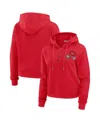 Wear By Erin Andrews Women's Scarlet San Francisco 49ers Waffle Hoodie Pullover Top In Scarlet