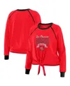 Wear By Erin Andrews Women's Red/black Atlanta Falcons Tie-front Long Sleeve Top In Red