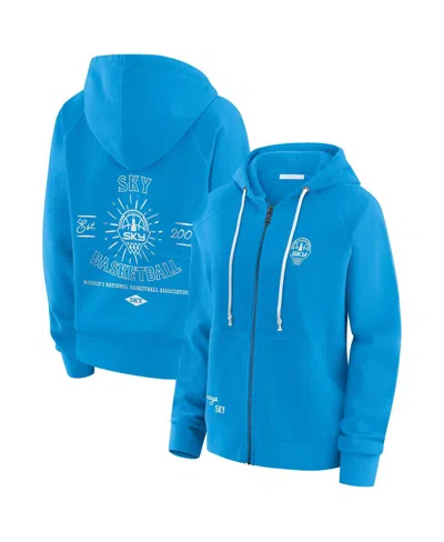 Wear By Erin Andrews Women's Sky Blue Chicago Sky Vintage Full-zip Raglan Hoodie