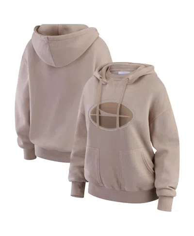 Wear By Erin Andrews Women's Tan New York Liberty Washed Pullover Crewdie Hoodie In Brown