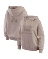 Wear By Erin Andrews Women's Tan New York Knicks Washed Pullover Crewdie In Neutral