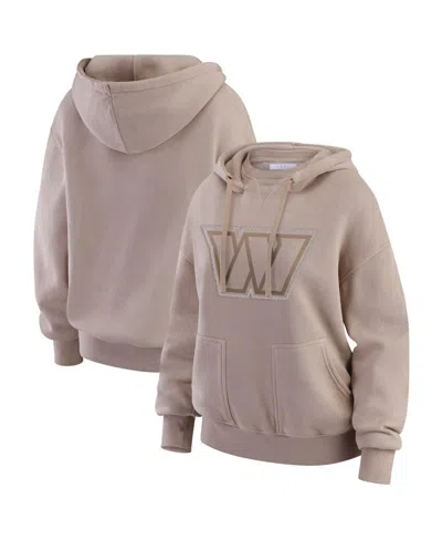 Wear By Erin Andrews Women's Tan Washington Commanders Washed Pullover Crewdie In Multi