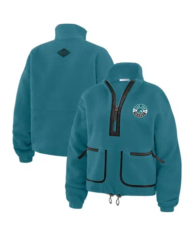 Wear By Erin Andrews Women's Teal San Jose Sharks Polar Fleece Half-zip Jacket