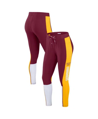 Wear By Erin Andrews Women's Washington Commanders Color-block Leggings In Burgundy,gold