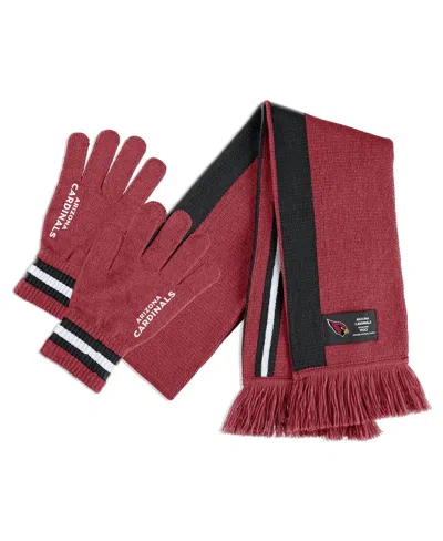 Wear By Erin Andrews Women's  Arizona Cardinals Scarf And Glove Set In Red,black