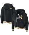 Wear By Erin Andrews Women's  Black Boston Bruins Lace-up Pullover Hoodie In Black