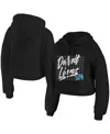 Wear By Erin Andrews Women's  Black Detroit Lions Domestic Cropped Pullover Hoodie In Black