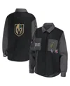 Wear By Erin Andrews Women's  Black, Gray Vegas Golden Knights Colorblock Button-up Shirt Jacket In Black,gray