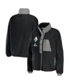 Wear By Erin Andrews Women's  Black Las Vegas Raiders Polar Fleece Raglan Full-snap Jacket In Black