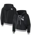 Wear By Erin Andrews Women's  Black Los Angeles Kings Lace-up Pullover Hoodie In Black