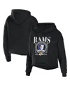 Wear By Erin Andrews Women's  Black Los Angeles Rams Cropped Sponge Fleece Pullover Hoodie In Black