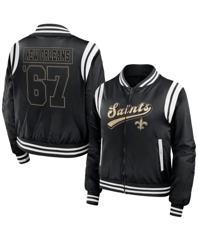Wear By Erin Andrews Women's  Black New Orleans Saints Bomber Full-zip Jacket