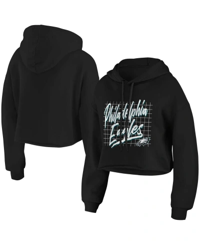 Wear By Erin Andrews Women's  Black Philadelphia Eagles Domestic Cropped Pullover Hoodie