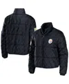 Wear By Erin Andrews Women's  Black Pittsburgh Steelers Puffer Full-zip Jacket In Black