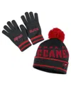 Wear By Erin Andrews Women's  Black Tampa Bay Buccaneers Double Jacquard Cuffed Knit Hat With Pom And In Black
