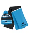 Wear By Erin Andrews Blue Carolina Panthers Colorblock Cuffed Knit Hat With Pom And Scarf Set In Blue