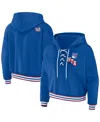 Wear By Erin Andrews Women's  Blue New York Rangers Lace-up Pullover Hoodie In Blue
