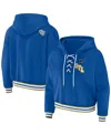 Wear By Erin Andrews Women's  Blue St. Louis Blues Lace-up Pullover Hoodie In Blue