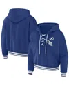 Wear By Erin Andrews Women's  Blue Tampa Bay Lightning Lace-up Pullover Hoodie In Blue