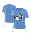 Wear By Erin Andrews Women's  Carolina Blue North Carolina Tar Heels Side Lace-up Modest Crop T-shirt In Carolina Blue