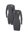 Wear By Erin Andrews Women's  Charcoal Green Bay Packers Lace Up Long Sleeve Dress In Charcoal