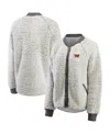 Wear By Erin Andrews Charcoal Washington Commanders Sherpa Raglan Full-snap Jacket In Charcoal