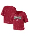 Wear By Erin Andrews Women's  Crimson Alabama Crimson Tide Bleach Wash Splatter Notch Neck T-shirt In Crimson
