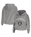 Wear By Erin Andrews Women's  Gray Las Vegas Raiders Plus Size Modest Cropped Pullover Hoodie In Gray