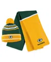 Wear By Erin Andrews Women's  Green Green Bay Packers Colorblock Cuffed Knit Hat With Pom And Scarf S In Green