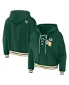 Wear By Erin Andrews Green Green Bay Packers Lace-up Pullover Hoodie In Green