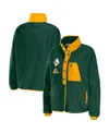 Wear By Erin Andrews Green Green Bay Packers Polar Fleece Raglan Full-snap Jacket In Green