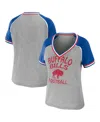 Wear By Erin Andrews Heather Gray Buffalo Bills Cropped Raglan Throwback V-neck T-shirt In Heather Gray