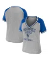 Wear By Erin Andrews Women's  Heather Gray Distressed Indianapolis Colts Throwback Raglan V-neck T-sh In Heather Gray