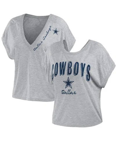 Wear By Erin Andrews Women's  Heather Gray Dallas Cowboys Reversible T-shirt